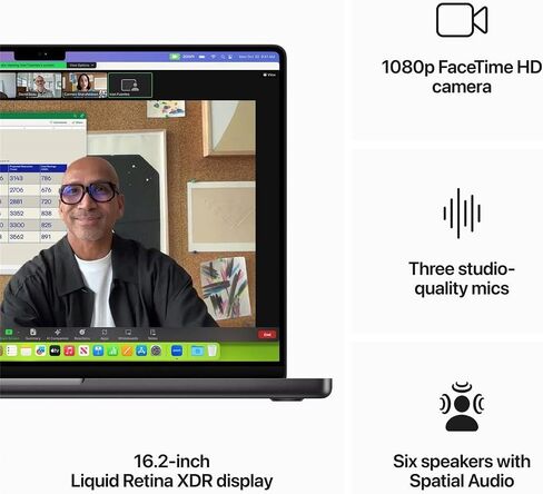 Apple MacBook Pro مقاس 16.2 بوصة بشاشة Liquid Retina XDR، وشريحة M3 Pro مع وحدة معالجة مركزية 12 نواة ووحدة معالجة رسومات 18 نواة، وذاكرة 36 ​​جيجابايت، ومحرك أقراص SSD سعة 1 تيرابايت، أسود فلكي، أواخر عام 2023 in Kuwait
