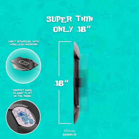Disney Lilo & Stitch Slim Phone Grip Kickstand Accessory - Super Thin Wireless Charging Compatible| Lilo and Stitch Gifts for Women, Girls, Men and All Fans of Stitch Stuff (Stitch Face) in Saudi Arabia