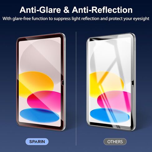 واقي شاشة SPARIN لجهاز iPad الجيل العاشر 10.9 بوصة 2022، واقي شاشة من الزجاج المقوى المضاد للضوء الأزرق ومضاد للوهج للضوء الأحمر لجهاز iPad 10 مقاس 10.9 بوصة، شفاف عالي الدقة وصديق للحافظة in Kuwait