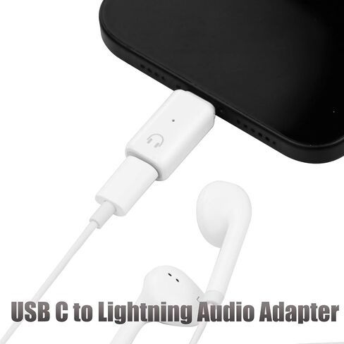 USB C to Lightning Audio Adapter (Not Support Data Transfer& Charging), USB C Male to Lightning Female Connector Headphone Adapter for iPhone 15 iPad Pro iMac Pro,MacBook 12 and more devices. in Saudi Arabia