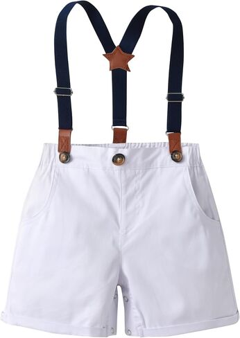 Baby Boys Gentleman Shorts Sets, Infant Shirt+Shorts+Bow Tie+Suspenders,Toddler Outfits Suits in Saudi Arabia