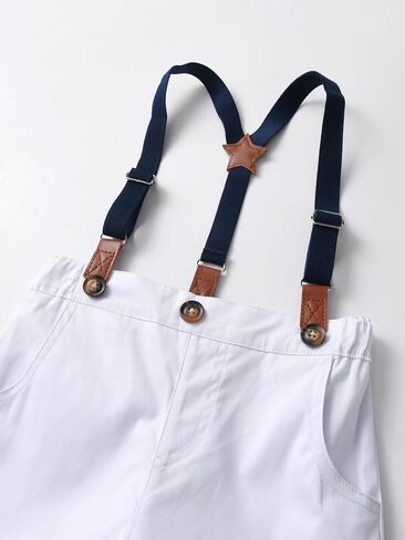 Baby Boys Gentleman Shorts Sets, Infant Shirt+Shorts+Bow Tie+Suspenders,Toddler Outfits Suits in Saudi Arabia