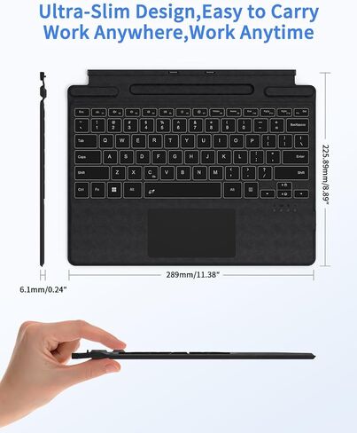 Surface Pro Keyboard, Ultra-Slim Portable Bluetooth Wireless Keyboard with Touchpad for Surface Pro 8/9/10/11/X, Microsoft Surface Type Cover with 7 Colors Backlit, Pencil Holder, Rechargeable Battery in Saudi Arabia