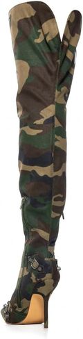 Women's Camo Knee High Boots Slouch High Heels Boots Pointed Stiletto Casual Pull-On Tall Boot Party Dress Shoes in Saudi Arabia