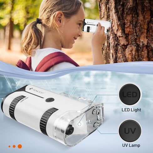 100x-250x Mini Pocket Microscope for Kids Adults, Protable Handheld Microscope with 5 Microscope Slides, Phone Adapter, Miniscope Portable Microscope Kit for Kids Adults Science Lab Education,White in Saudi Arabia