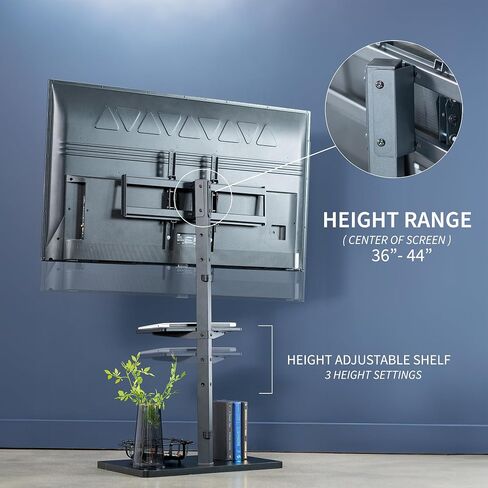 VIVO Height Adjustable TV Floor Stand, 37 to 75 inch Plasma LED LCD Screen Display Mount, Accessory Shelf, Max VESA 600x400mm, Black, STAND-TV75E in Saudi Arabia