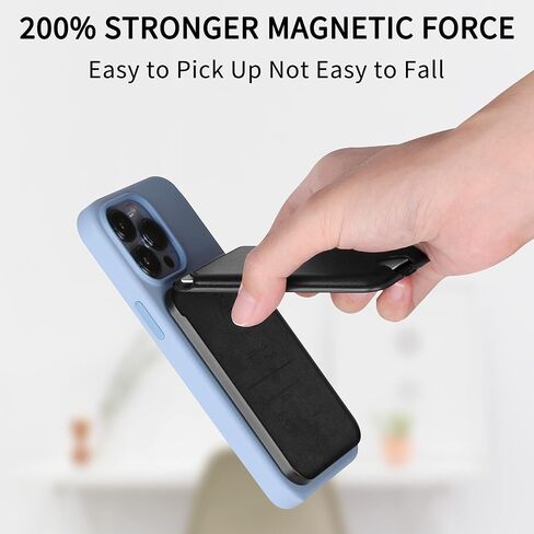 Magnetic Wallet Card Holder Compatible with MagSafe,iPhone Wallet with Adjustable Stand for iPhone 15/14/13/12 Series,Not for iPhone 13/12 Mini,3 Card Holder, Vegan Leather (Black) in Saudi Arabia