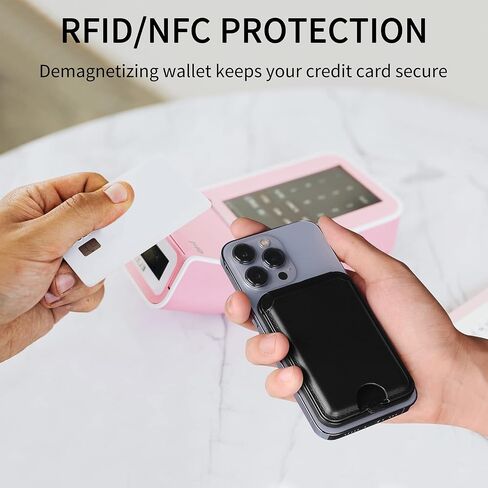 Magnetic Wallet Card Holder Compatible with MagSafe,iPhone Wallet with Adjustable Stand for iPhone 15/14/13/12 Series,Not for iPhone 13/12 Mini,3 Card Holder, Vegan Leather (Black) in Saudi Arabia