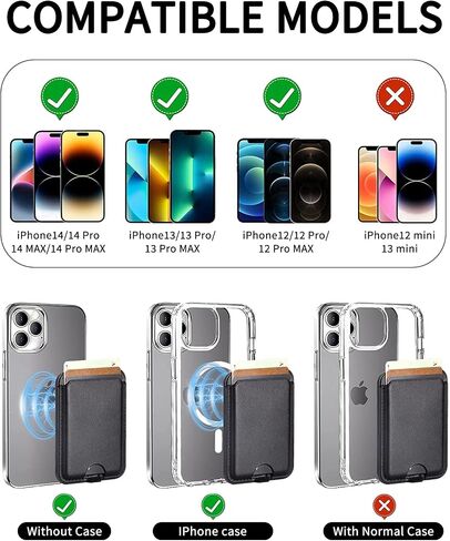 Magnetic Wallet Card Holder Compatible with MagSafe,iPhone Wallet with Adjustable Stand for iPhone 15/14/13/12 Series,Not for iPhone 13/12 Mini,3 Card Holder, Vegan Leather (Black) in Saudi Arabia