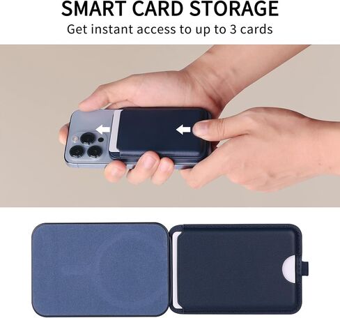Magnetic Wallet Card Holder Compatible with MagSafe,iPhone Wallet with Adjustable Stand for iPhone 15/14/13/12 Series,Not for iPhone 13/12 Mini,3 Card Holder, Vegan Leather (Black) in Saudi Arabia