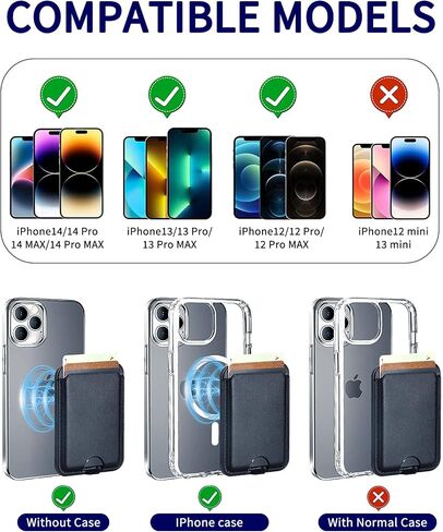 Magnetic Wallet Card Holder Compatible with MagSafe,iPhone Wallet with Adjustable Stand for iPhone 15/14/13/12 Series,Not for iPhone 13/12 Mini,3 Card Holder, Vegan Leather (Black) in Saudi Arabia