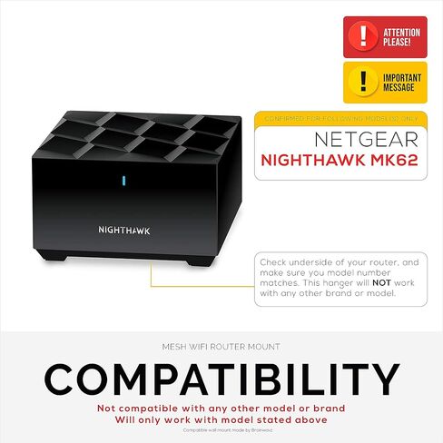 Screwless Wall Mount for Netgear Nighthawk MK62 Router, Strong VHB Adhesive, Easy to Install Holder, Reduce Interference & Increase Range, Stick On & Screw-in Mounting by Brainwavz in Saudi Arabia