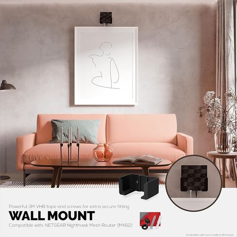 Screwless Wall Mount for Netgear Nighthawk MK62 Router, Strong VHB Adhesive, Easy to Install Holder, Reduce Interference & Increase Range, Stick On & Screw-in Mounting by Brainwavz in Saudi Arabia