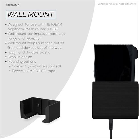 Screwless Wall Mount for Netgear Nighthawk MK62 Router, Strong VHB Adhesive, Easy to Install Holder, Reduce Interference & Increase Range, Stick On & Screw-in Mounting by Brainwavz in Saudi Arabia
