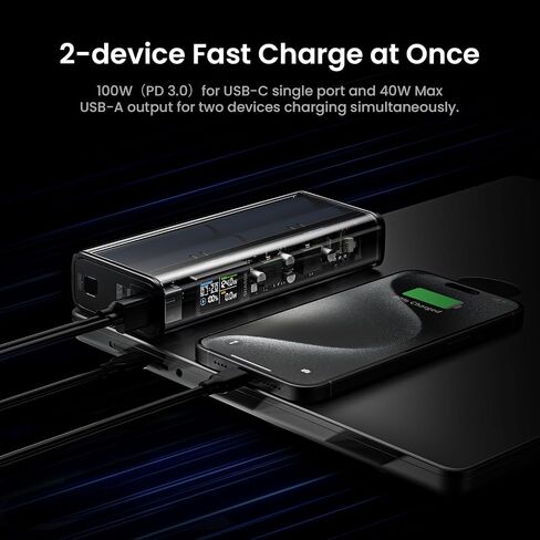 SHARGEEK 140 Power Bank, 140W Output 20000mAh Portable Charger, Transparent Power Bank with Screen Display, USB C& USB A Port Laptop Power Bank for iPhone 15/14/13 Series Samsung MacBook Steam Deck in Saudi Arabia