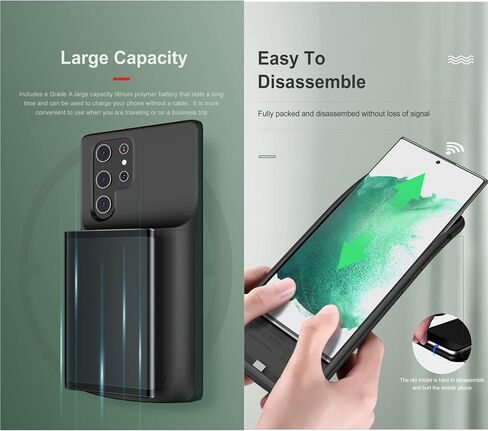 Battery Case for Samsung Galaxy S23 Ultra, 4800mAh Ultra Powerful Rechargeable Charging Case, Protective Extended Backup Battery Charger Cases Cover for Samsung Galaxy s23 Ultra 2023 Black in Saudi Arabia