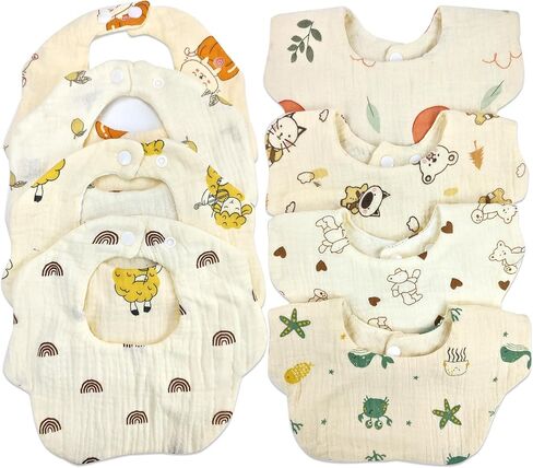 Muslin Baby Drooling Bibs Unisex Soft & Absorbent Multi-Layer Baby Bibs for Drooling and Teething Boys Girls in Saudi Arabia