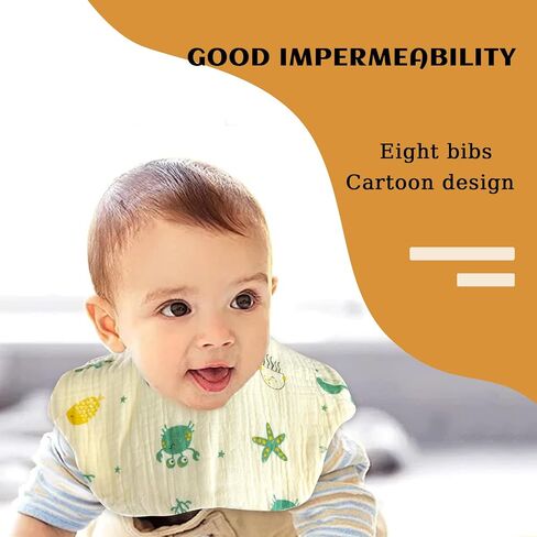 Muslin Baby Drooling Bibs Unisex Soft & Absorbent Multi-Layer Baby Bibs for Drooling and Teething Boys Girls in Saudi Arabia