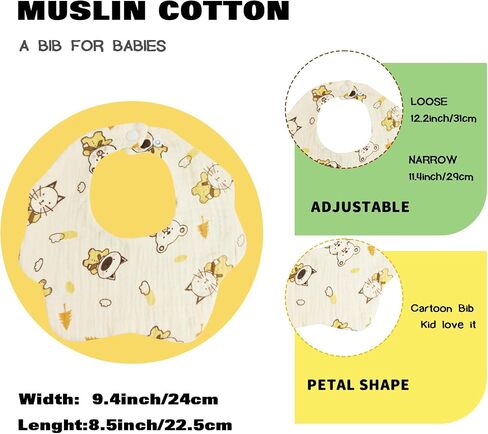 Muslin Baby Drooling Bibs Unisex Soft & Absorbent Multi-Layer Baby Bibs for Drooling and Teething Boys Girls in Saudi Arabia