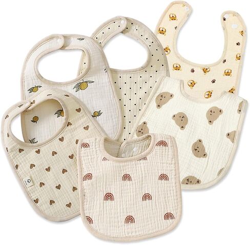 Muslin Baby Drooling Bibs Unisex Soft & Absorbent Multi-Layer Baby Bibs for Drooling and Teething Boys Girls in Saudi Arabia