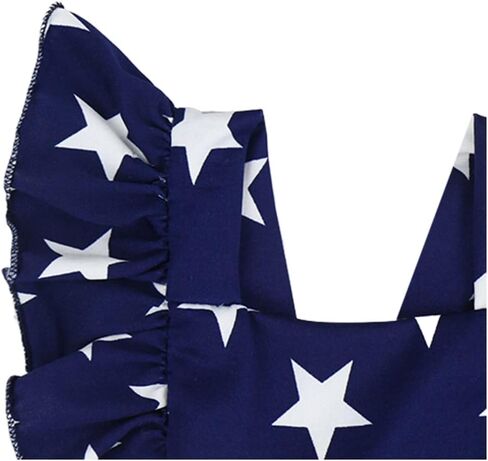 4th of July Baby Girl Outfits Stars Stripe Print Rompers Ruffled Bodysuit USA Flag Clothes in Saudi Arabia