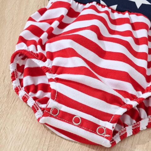 4th of July Baby Girl Outfits Stars Stripe Print Rompers Ruffled Bodysuit USA Flag Clothes in Saudi Arabia