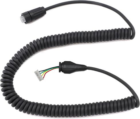 motoparty for Garmin VHF 200 Radio Microphone Mic Cord Cable Coiled Connector Cable (Black) in Saudi Arabia