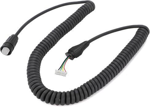 motoparty for Garmin VHF 200 Radio Microphone Mic Cord Cable Coiled Connector Cable (Black) in Saudi Arabia