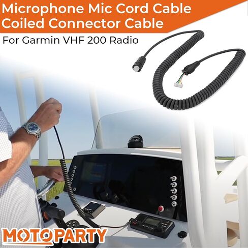 motoparty for Garmin VHF 200 Radio Microphone Mic Cord Cable Coiled Connector Cable (Black) in Saudi Arabia