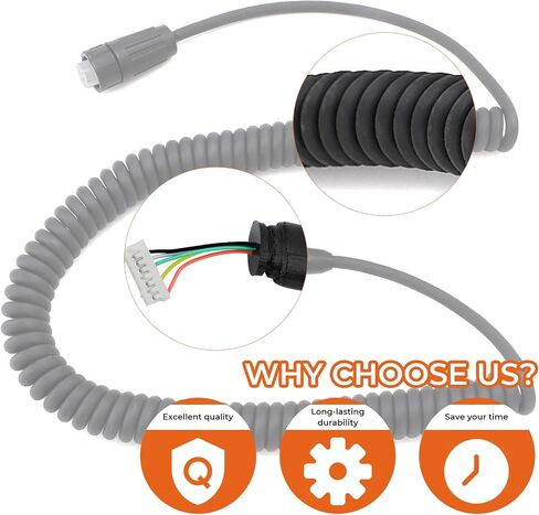 motoparty for Garmin VHF 200 Radio Microphone Mic Cord Cable Coiled Connector Cable (Black) in Saudi Arabia