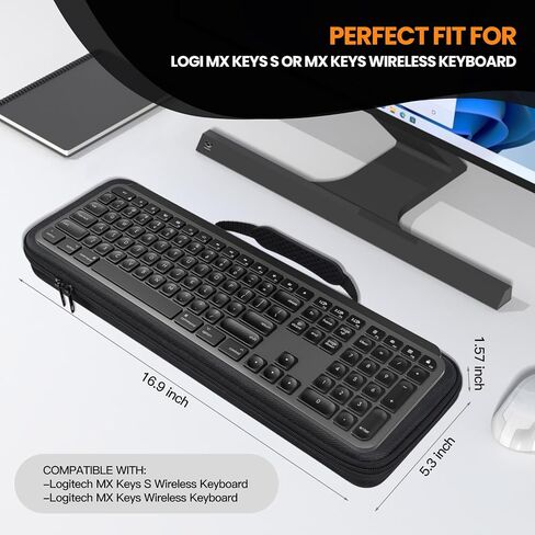 Hard Travel Carrying Case for Logitech MX Keys S/MX Keys Advanced Wireless Illuminated Keyboard Case Protector, Logitech MX Keys Keyboard Sleeve Bag, Black (Case Only) in Saudi Arabia