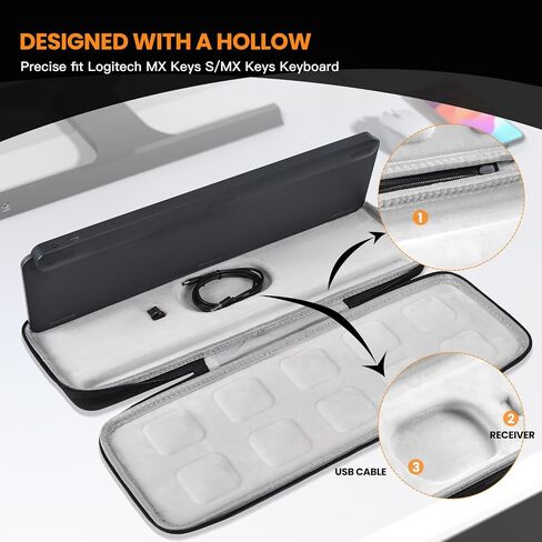 Hard Travel Carrying Case for Logitech MX Keys S/MX Keys Advanced Wireless Illuminated Keyboard Case Protector, Logitech MX Keys Keyboard Sleeve Bag, Black (Case Only) in Saudi Arabia