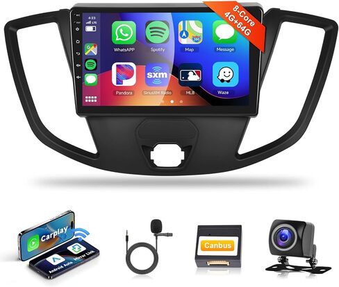 8 Core 4G+64G for Ford Transit 2013-2019 Car Radio Stereo with Wireless Apple CarPlay/Android Auto/9" 1280 * 720P IPS Touchscreen/Bluetooth 5.0/GPS/FM/RDS/WiFi/4G/DSP/46 EQ/AHD Backup Camera in Saudi Arabia