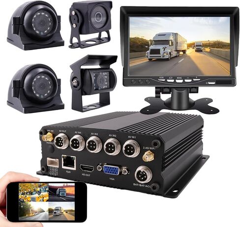 JOINLGO (1TB SSD Included) 4CH GPS Wifi Lan1080P Vehicle Truck DVR Black Box Video Recorder Kit Live View on Phone/Web with 4pcs Waterproof IR Metal Car Camera Motion Detection for Fleet/RV/Bus in Saudi Arabia