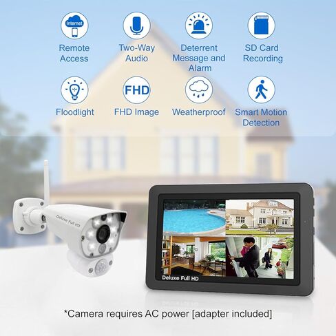 VS1002 Wireless Security Camera System with Light Camera and 7" Monitor, Two-Way Audio, Free APP, SD Card and Battery installed (720p HD camera) in Kuwait