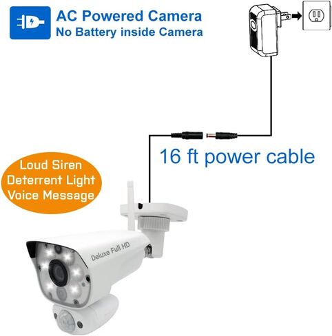 VS1002 Wireless Security Camera System with Light Camera and 7" Monitor, Two-Way Audio, Free APP, SD Card and Battery installed (720p HD camera) in Kuwait