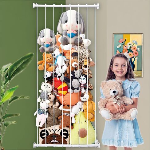 Corner Plush Toy Storage Shelf,Corner Stuffed Animal Zoo, Adjustable Height Plush Toy Rack, Suitable for Nursery Game Room Bedroom in Kuwait