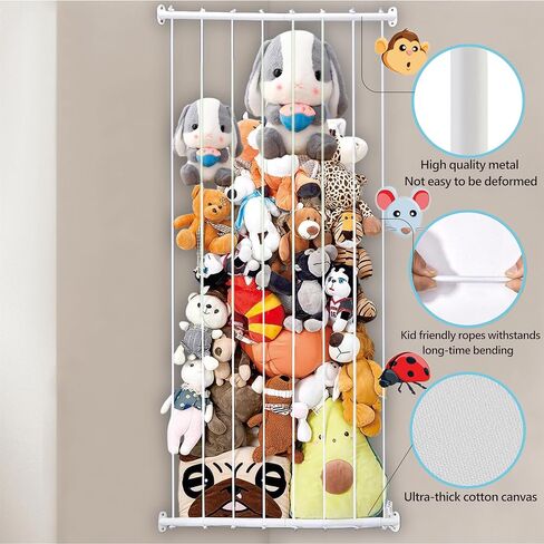 Corner Plush Toy Storage Shelf,Corner Stuffed Animal Zoo, Adjustable Height Plush Toy Rack, Suitable for Nursery Game Room Bedroom in Kuwait