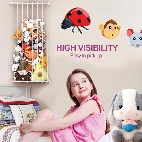 Corner Plush Toy Storage Shelf,Corner Stuffed Animal Zoo, Adjustable Height Plush Toy Rack, Suitable for Nursery Game Room Bedroom in Kuwait