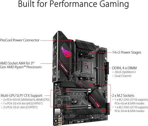 اللوحة الأم للألعاب ASUS ROG Strix B550-E Gaming AMD AM4 الجيل الثالث Ryzen ATX-PCIe 4.0، NVIDIA SLI، WiFi 6، 2.5 جيجا بايت LAN، 14+2 مراحل طاقة، USB 3.2 Type-C in Saudi Arabia