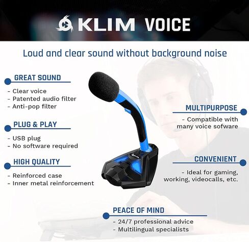 Klim Voice - USB Microphone Stand for Laptop for Laptop - Gaming Microphone PS4 - Blue - New Version in Saudi Arabia