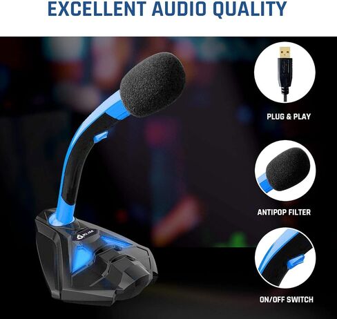 Klim Voice - USB Microphone Stand for Laptop for Laptop - Gaming Microphone PS4 - Blue - New Version in Saudi Arabia