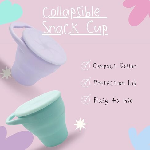 Baby Feeding Set - Collapsible Feeding Supplies for Travel - Food Grade Silicone Suction Baby Bowl, Baby Plate, Baby Bib, Baby Spoons First Stage - Cute Baby Eating Supplies Toddler Gift in Saudi Arabia