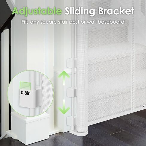 Reinforced Retractable Baby Gate for Stairs with Support Rods, 33" Tall, Extends up to 55" Wide, Mesh Stairway Gate Banister Baby Gate for Doorways, Indoor Outdoor Pet Gate for Stairs Hallways (Black) in Saudi Arabia
