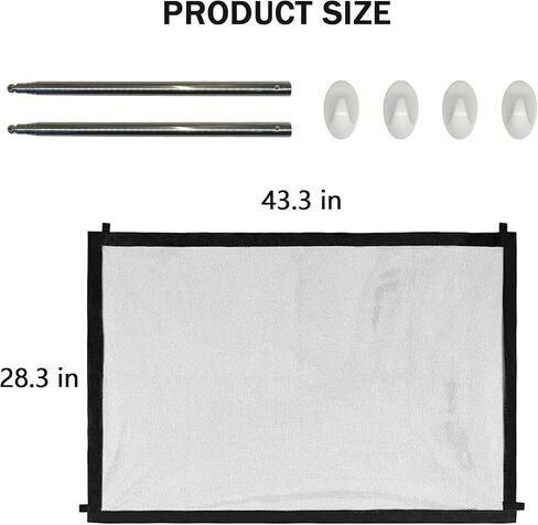 2Pcs Portable Pet Mesh Gate 43"x 28" Mesh Dog Gate Pet Gates for The House,No Drilling for Stairs/Doorways/Hallways (Black) in Kuwait