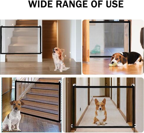 2Pcs Portable Pet Mesh Gate 43"x 28" Mesh Dog Gate Pet Gates for The House,No Drilling for Stairs/Doorways/Hallways (Black) in Kuwait