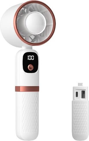 Portable Fan with LED Dispaly High Speed Rechargeable Personal Fan 5 Speed with 3000mah Hand Fan with Power Function for Travel/Outdoor/Women/Kid in Saudi Arabia