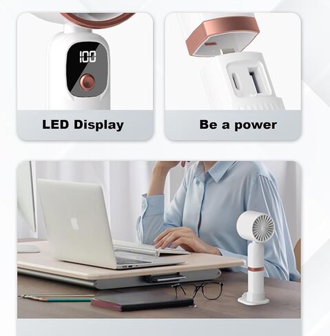 Portable Fan with LED Dispaly High Speed Rechargeable Personal Fan 5 Speed with 3000mah Hand Fan with Power Function for Travel/Outdoor/Women/Kid in Saudi Arabia