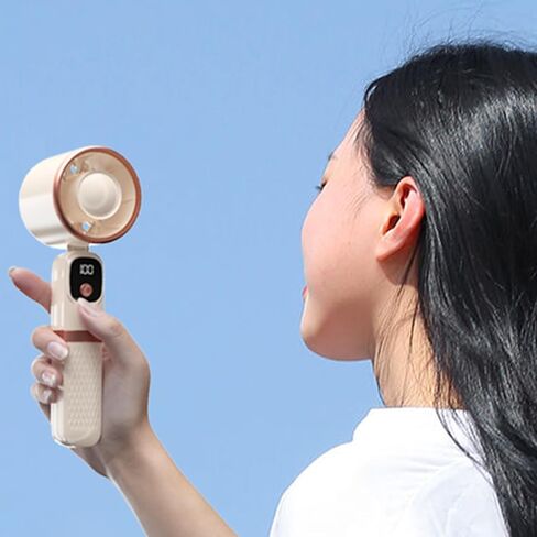 Portable Fan with LED Dispaly High Speed Rechargeable Personal Fan 5 Speed with 3000mah Hand Fan with Power Function for Travel/Outdoor/Women/Kid in Saudi Arabia