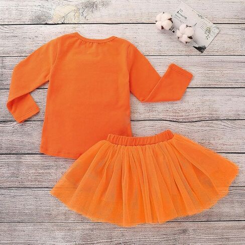 2Pcs Halloween Toddler Baby Girl Smile Pumpkin Tops+Tutu Tulle Skirt Outfits Long Sleeve Clothes in Saudi Arabia